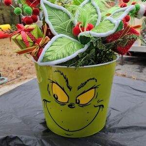 Green Grinch Holiday Planter